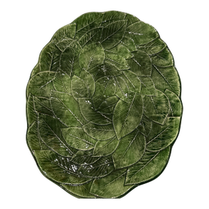 Mid 20th Century Italian Green Leaf Oval Platter