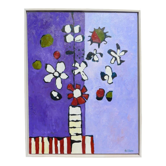 Vase in Violet- Large Oil Painting by Martha Holden For Sale