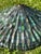 Mid-20th Century 20'' Tiffany-Style Leaded Green Slag Glass Lotus Leaf Lamp Shade For Sale - Image 11 of 18
