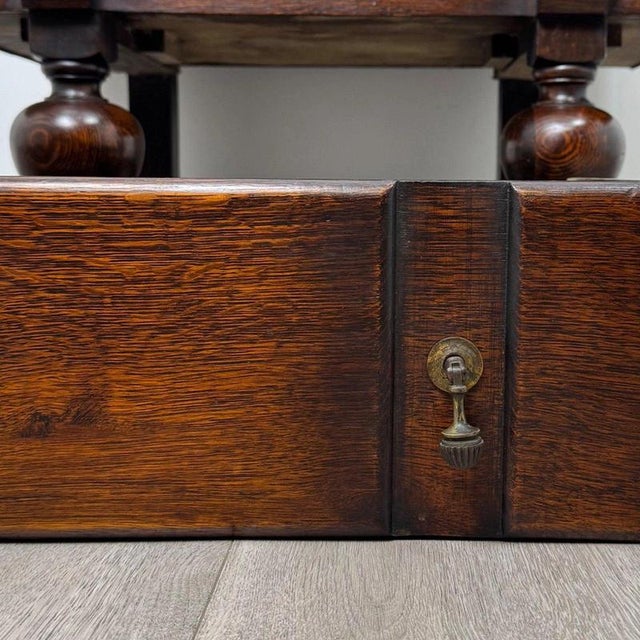 Antique Early 20th Century Edwardian Oak Bureau For Sale - Image 13 of 14