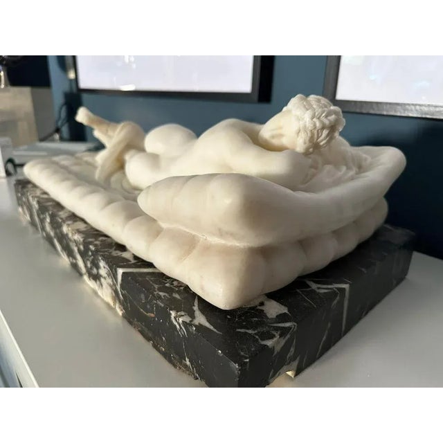 Stone Italian School Artist, Figurative Sculpture, 19th Century, Carrara Marble For Sale - Image 7 of 10