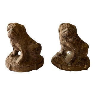 Vintage Pug Cast Iron Bookends - a Pair For Sale