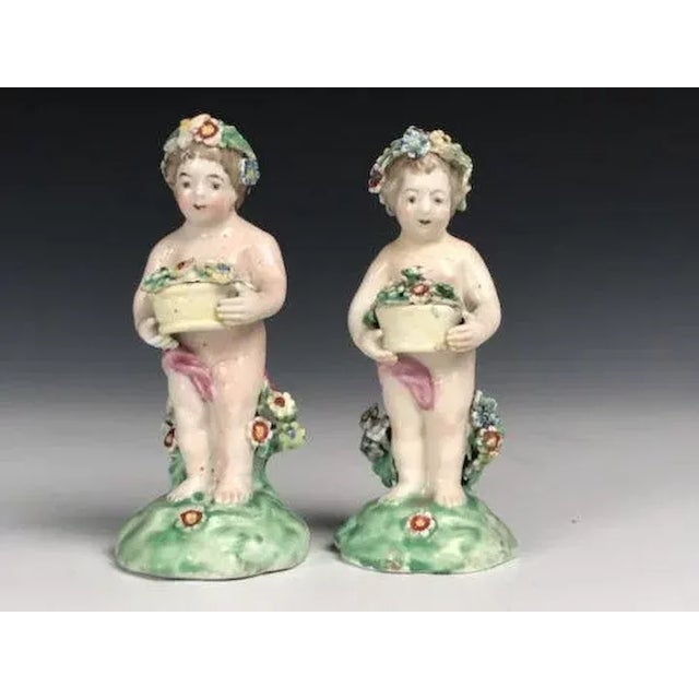 Cream 18th Century English George III Chelsea Derby Porcelain Figures of Cherubs - a Pair For Sale - Image 8 of 11