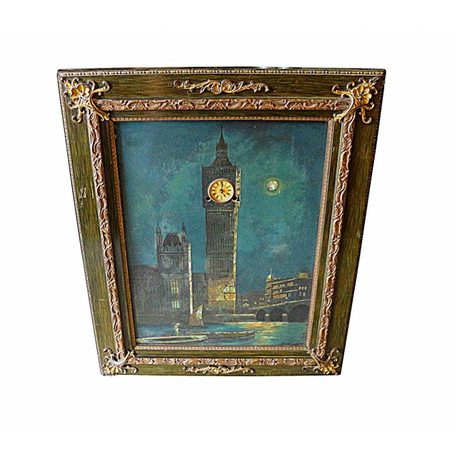 Antique Big Ben Oil Painting With Real Clock Chairish