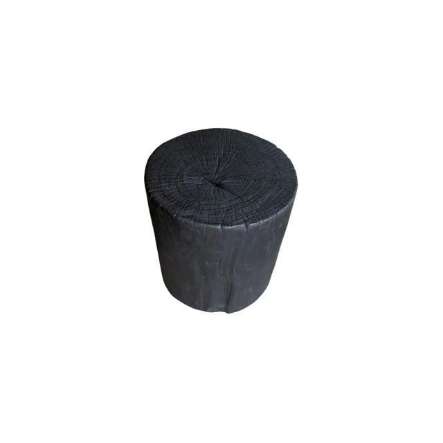 2020s Sculptural Teak Wood Side Table Organic Burnt Finish, Modern Organic For Sale - Image 5 of 8