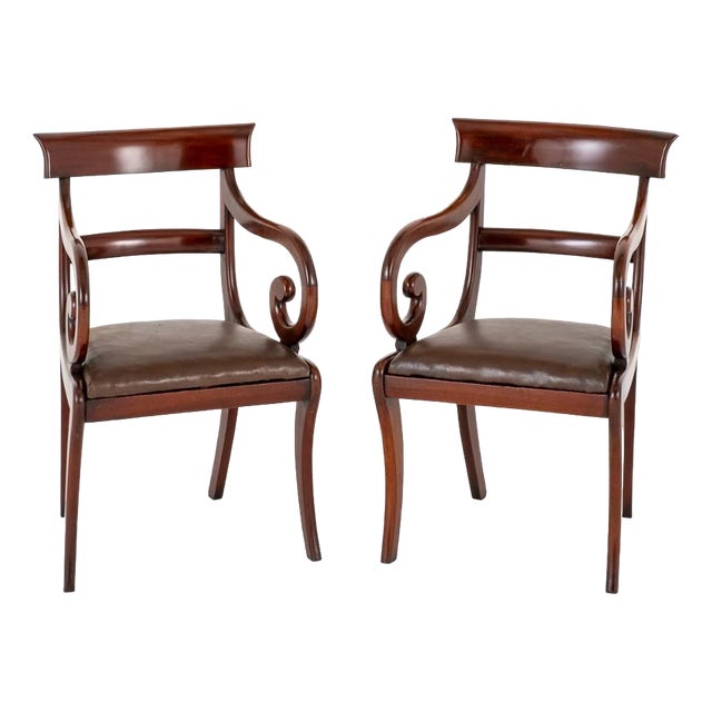Set of Regency Elbow Chairs in Mahogany For Sale