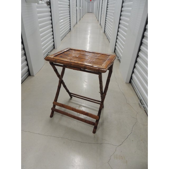 Vintage Faux-Tortoise Bamboo Folding Side Table/Drinks Table For Sale - Image 6 of 7