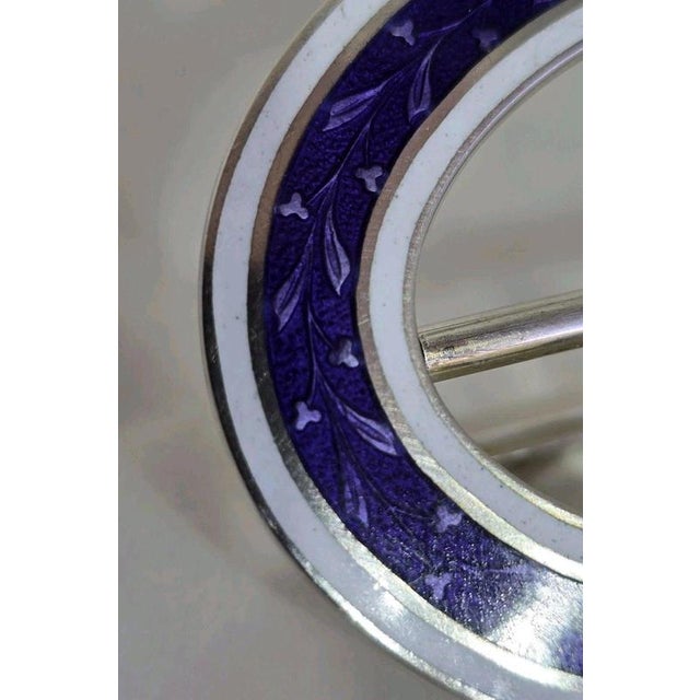 Antique Edwardian Sterling Silver Guilloché Enamel Buckle, 1910 For Sale - Image 18 of 18