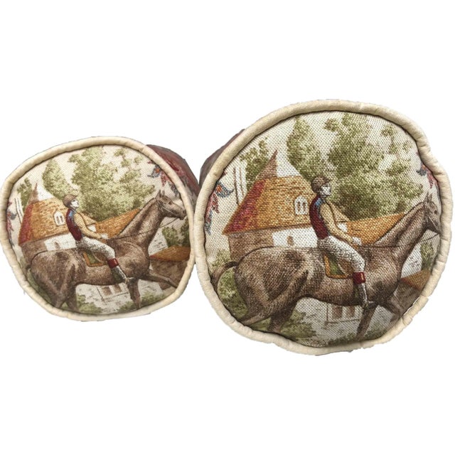P. Kaufmann Horse & Jockey Paisley Toile Bolster Pillows - a Pair For Sale - Image 4 of 8