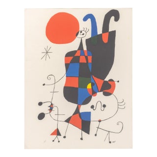 Joan Miro "Figures and Dog..." Screenprint For Sale