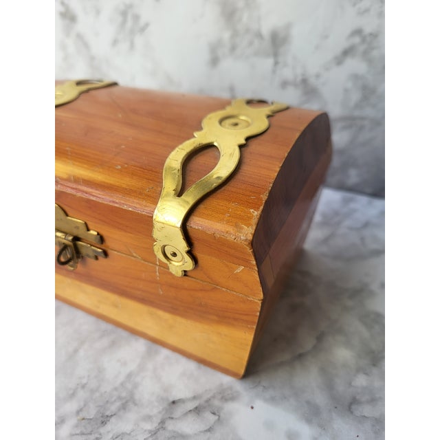 Mid-Century Modern 1980s Wood and Brass Box For Sale - Image 3 of 14