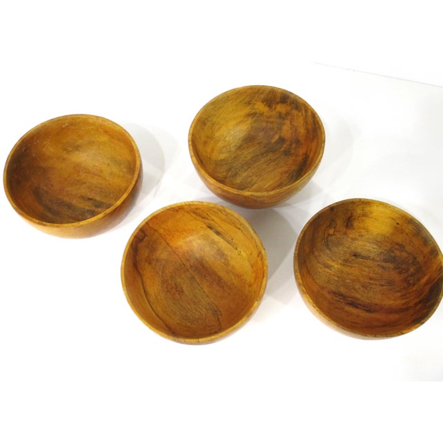 Mid 20th Century 4 David Auld Handcrafted Organic Mango Wood Bowls Haiti For Sale - Image 10 of 11
