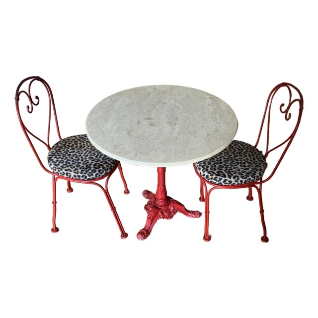 Early 20th Century Ice Cream Parlor Table and Chairs - Set of 3 For Sale