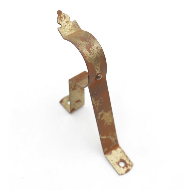 Traditional Set of Vintage Brass Plated Steel Curtain Rod Brackets For Sale - Image 3 of 6