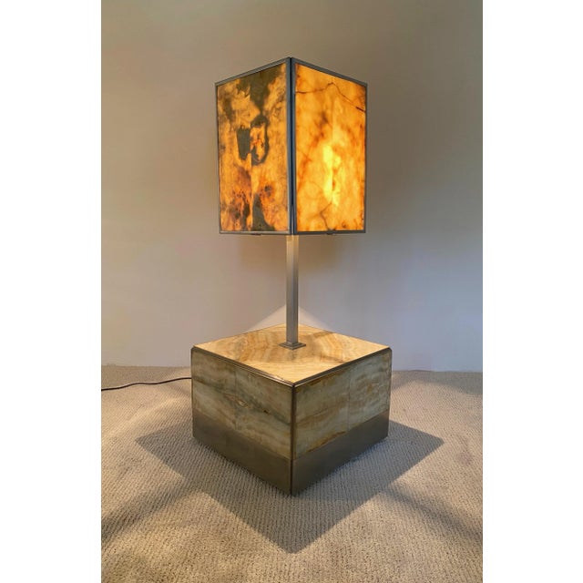 Alabaster Side Table & Lamp by Tommaso Barbi, Italy, 1970s, Set of 2 For Sale - Image 14 of 18