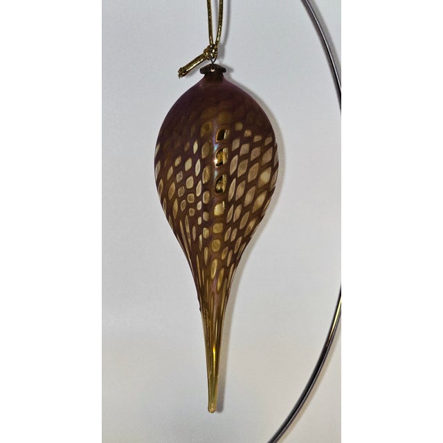 Early 20th Century Signed Zweifel Art Glass Iridescent Teardrop Ornament For Sale - Image 4 of 12