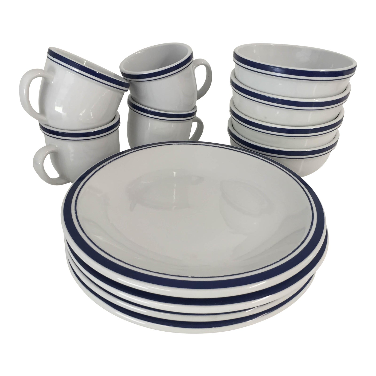 Culinary Arts Cafeware Nautical Blue & White Dinnerware Set of 12