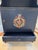 Hand-Painted Vintage Cabinet With Open Shelving – Navy Finish, Distressed Edges, Coat-of-Arms Motif For Sale - Image 14 of 18