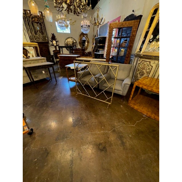 Modern Design Custom Brass Bamboo Form Fire Screen For Sale - Image 4 of 5