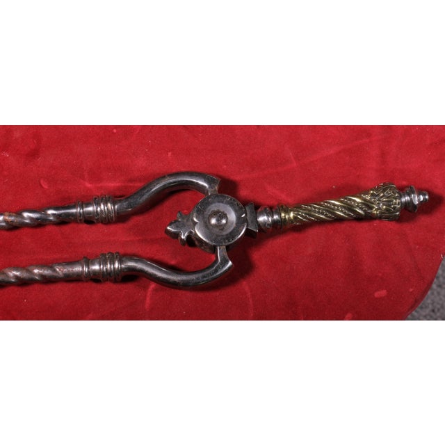 Antique Steel and Bronze Fireplace Set, 1800s, Set of 3 For Sale - Image 6 of 8
