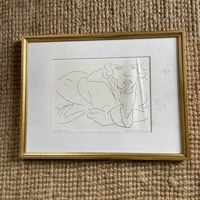 Lithograph by Henri Matisse "figure draped in a bathrobe" 1929. Presented in a pretty gilded wooden frame.