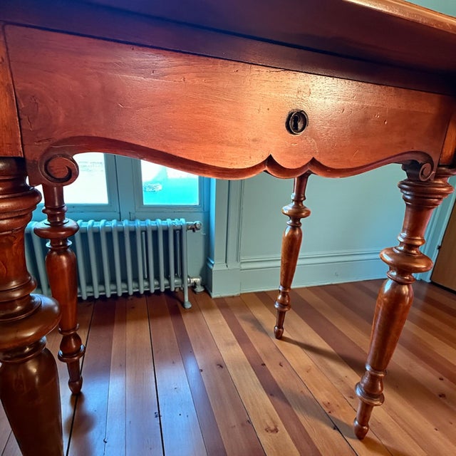 Circa 1890 Antique Victorian French Mahogany Wood Writing Desk Table For Sale - Image 9 of 9