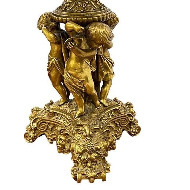 Metal Gilded Bronze Table Lamp with Musical Putti For Sale - Image 7 of 9