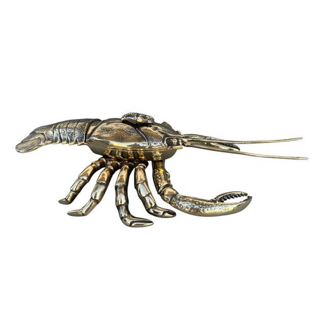 Large vintage brass lobster jewelry box