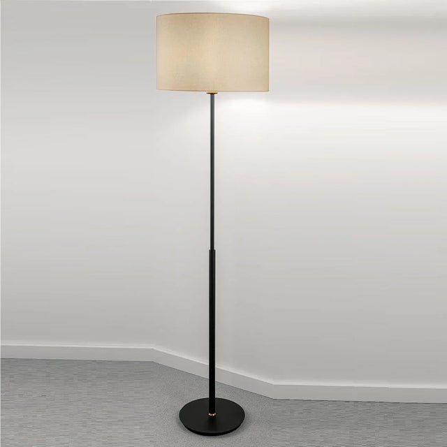 Art Deco Satin Black With Brushed Brass Avenue Floor Light For Sale - Image 3 of 4
