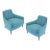 1950s Curved Back Club Chairs Freshly Reupholstered in Blue Mohair - A Pair For Sale