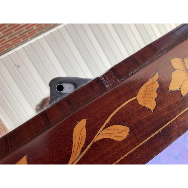 Burnt Umber 19th Century Dutch Marquetry Wall Mirror For Sale - Image 8 of 12