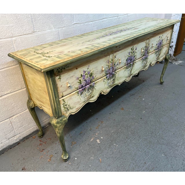 Habersham Furniture Vintage Hand Painted Floral Console/Entry Table by Habersham For Sale - Image 4 of 17