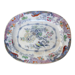 19th C. Staffordshire Ironstone Chinoiserie Platter Birds