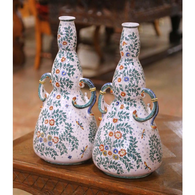 Pair 19th C. French Nevers Faience Ewers Depicting Henri IV and Marie De Medici For Sale - Image 4 of 12