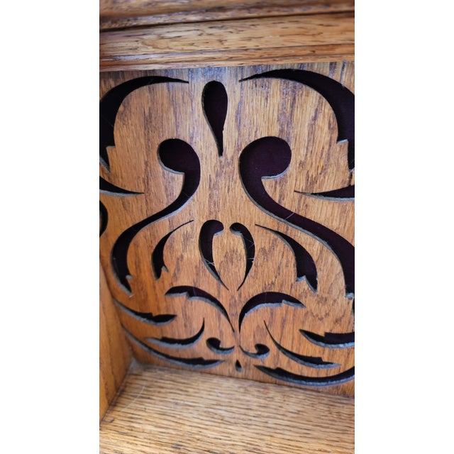 Gold Antique Victorian Oak Pump Organ With Mirror Working For Sale - Image 8 of 11