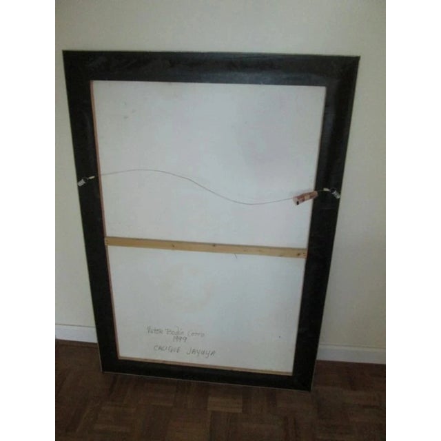 1990s Puerto Rican Fine Art Painting “Cacique Jayuya” by Victor Bodón Cotto, 1999 – Large Signed Oil on Canvas For Sale - Image 5 of 7