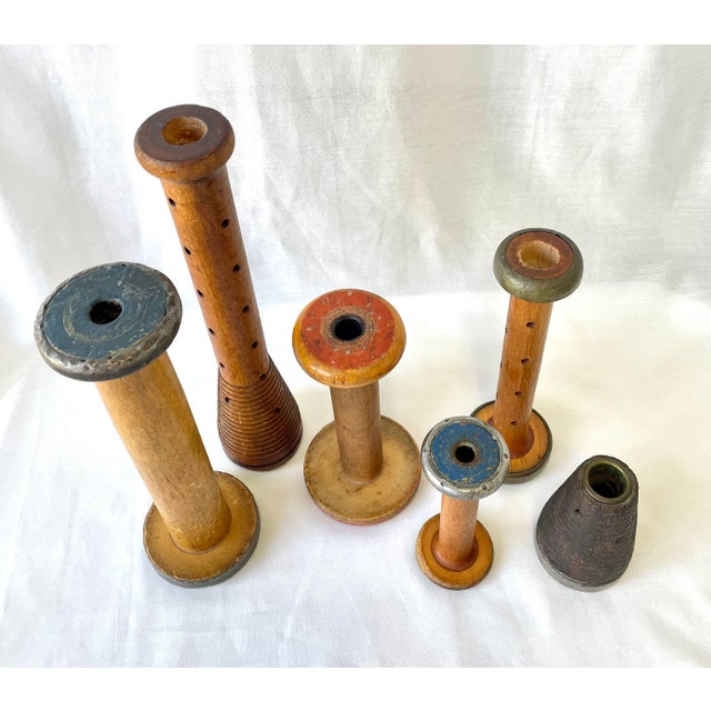 Vintage Industrial Wooden Spools Set of 6 Chairish