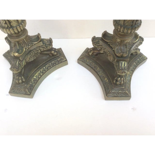 French Bronze Empire Candlesticks - A Pair For Sale - Image 3 of 7