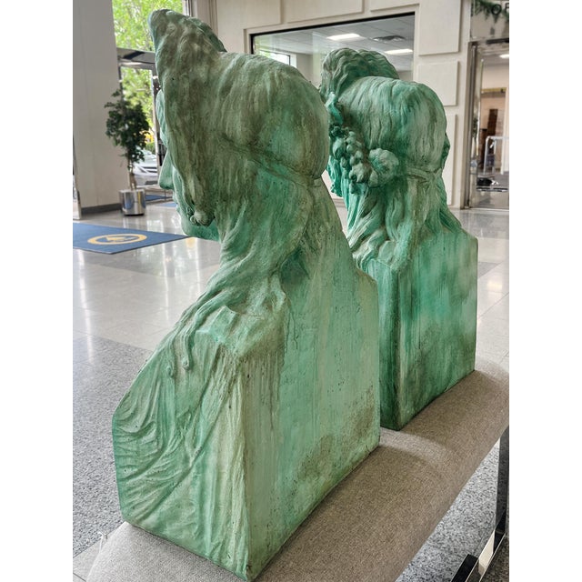 Verdigris Sculptural Replica Casts of Roman Flavian Figures - A Pair For Sale - Image 9 of 11