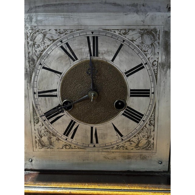 Victorian Chiming Mantle Clock with Key and Pendulum For Sale - Image 3 of 10