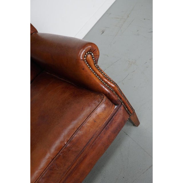 Industrial Vintage Dutch Cognac Colored Leather Club Chair For Sale - Image 3 of 17