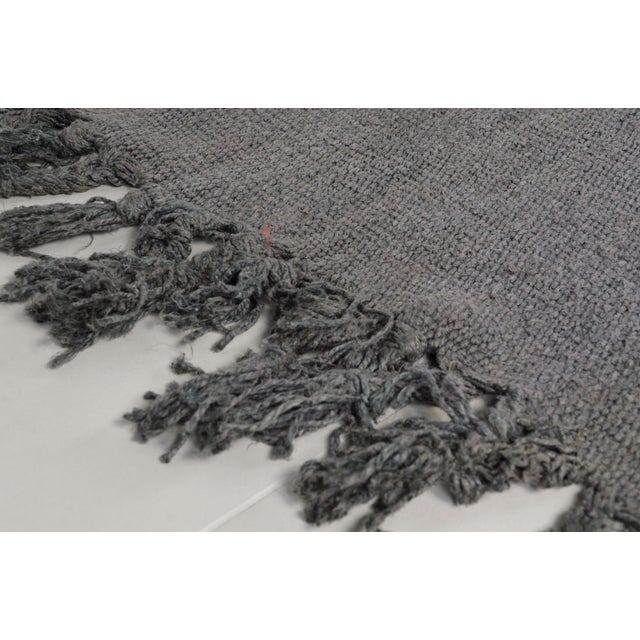 Anatolian Grey Vintage Hemp Kilim Rug For Sale - Image 6 of 9