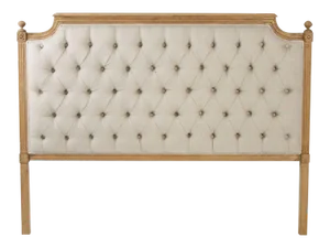 Audley Tufted Headboard in Queen in Natural Linen in Beige