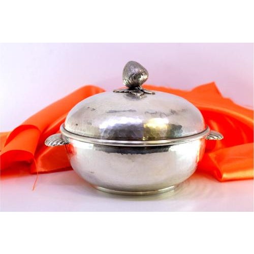 Hammered Silver Tureen with Flower-Shaped Lid Knob For Sale - Image 6 of 7