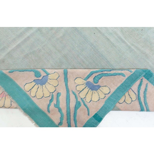 Vintage Indian Dhurrie Rug with Floral Border Size: 14'9" × 21'8" (449 × 660 cm) This vintage Indian Dhurrie rug is a...