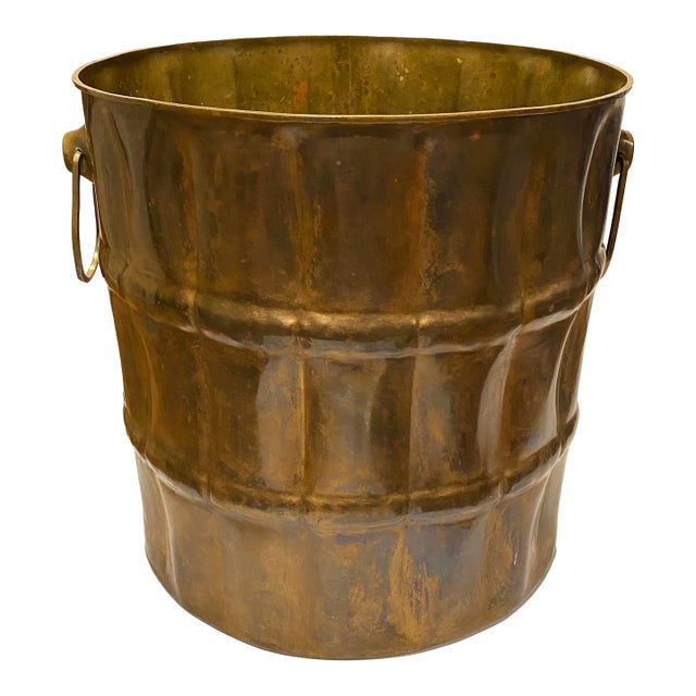 Large Tarnished-Brass Jardiniere With Handles For Sale