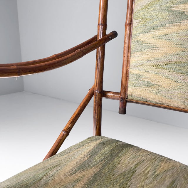 Wood Art Deco Italian Armchairs in Fabric and Bamboo, 1930s, Set of 2 For Sale - Image 7 of 18