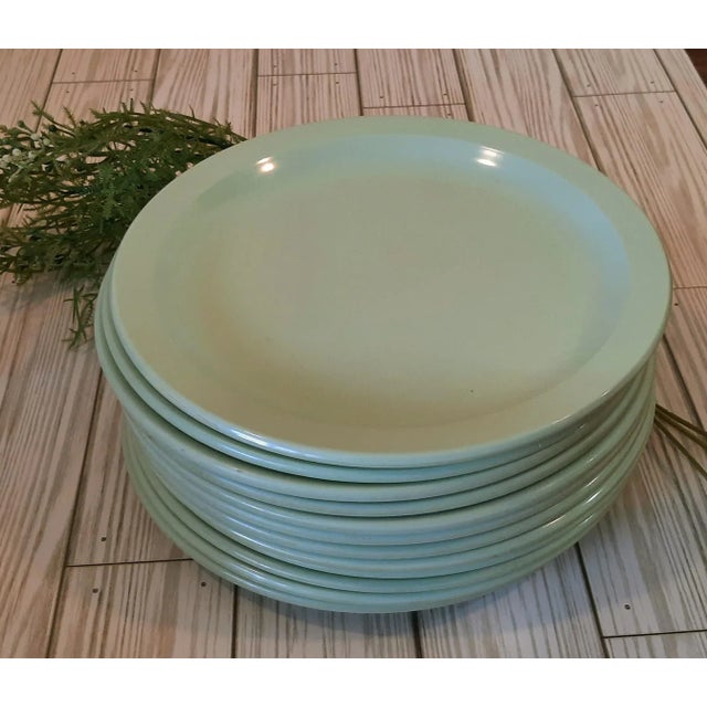 Texas Ware Mint Green Plates Set Melamine Melmac Texasware Set 12 For Sale - Image 9 of 9