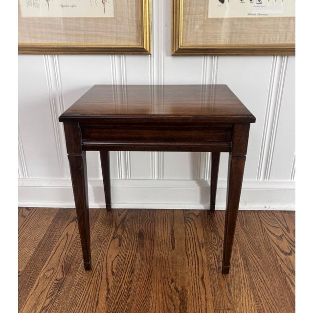 Beautiful petite Brandt solid wood federal/neoclassic side table in excellent condition. Minimal wear. Classic lines with...