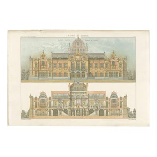 Leliman, Museum King Willem III, Elevation, Dutch Architecture Print, 1865, Paper For Sale